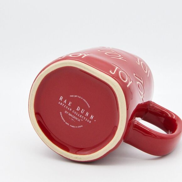 Red Rae Dunn Mug - Joy 16oz Ceramic Christmas Coffee Cup Gift For Mom - New - Picture 10 of 10